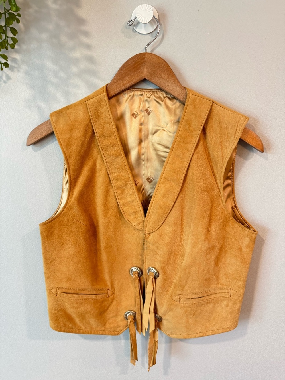 Frye Suede Lace-Front Vest in Camel Tan
